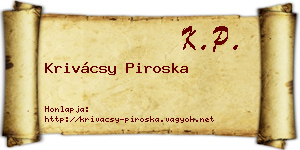 Krivácsy Piroska névjegykártya